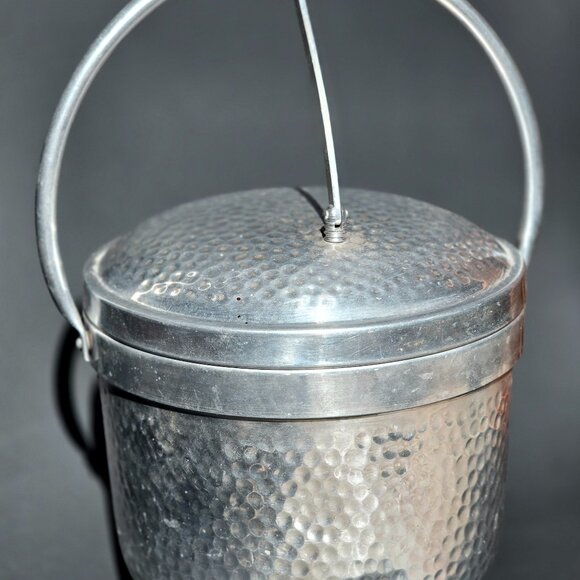 Other - Mid Century Italian Modern Hammered Aluminum Ice Bucket Hinged Lid SB-501 junob1